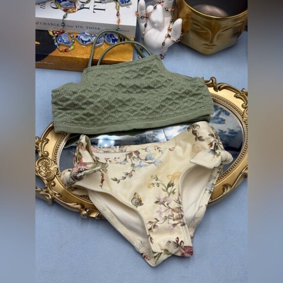 🆕 ZIMMERMANN KIDS 🧿 NWOT Waverly Knit Bandeau Bikini, Mismatched Floral Sz 1 Y - Picture 5 of 14